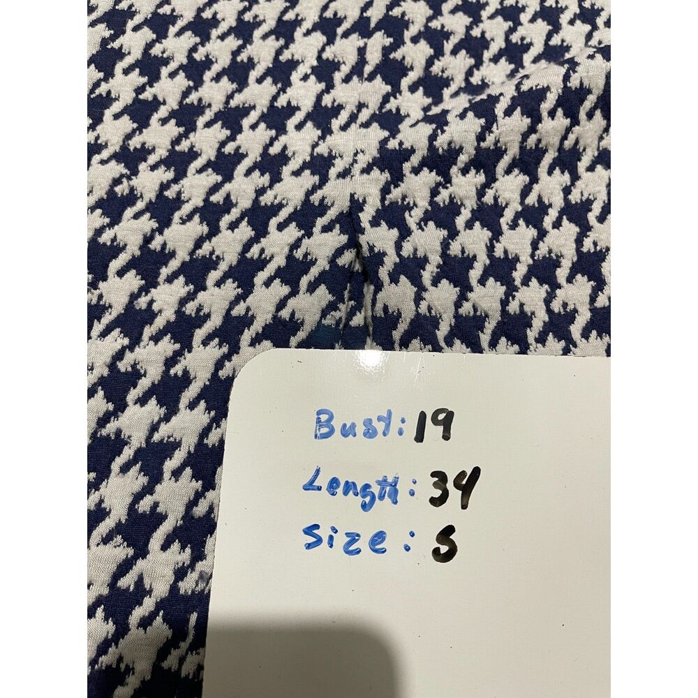 Tyler Boe dress preppy retro academia houndstooth trapezoid cowl neck women's S - Picture 7 of 7